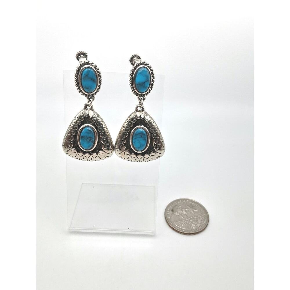 59.  Vintage Goldette faux turquoise dangle earrings